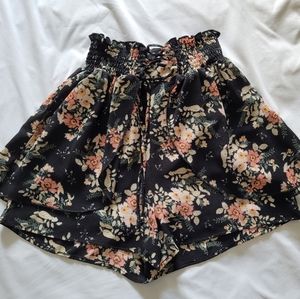 Black and Floral Skort